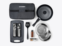 The cookwear items included in your KitchenBox all in one camp kitchen. 