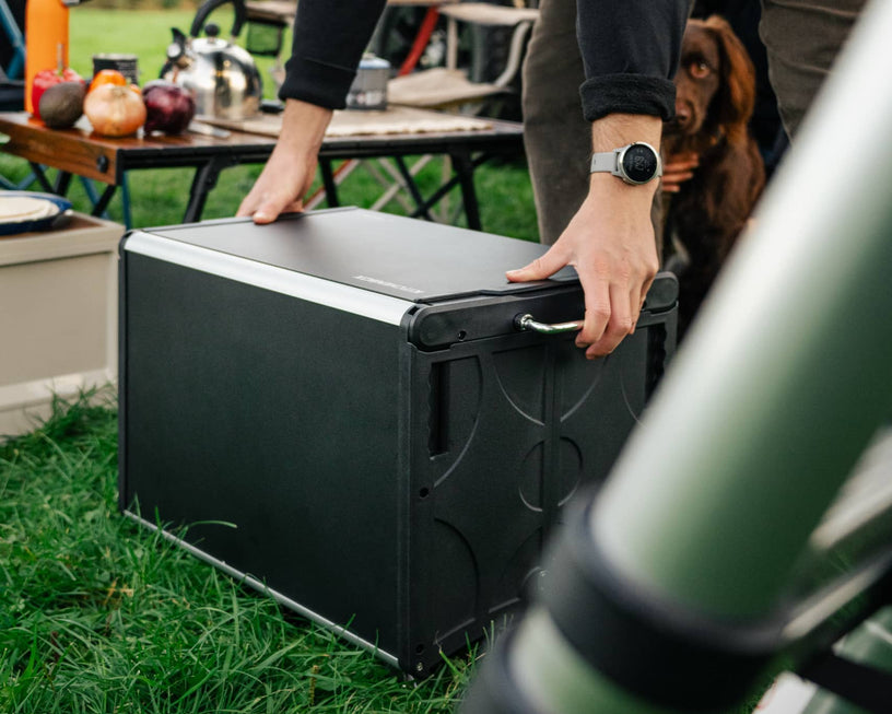 KitchenBox in closed position being carried by handles