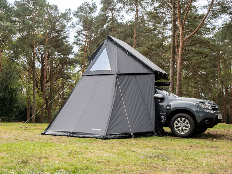 Cargo Living Pod attached to a 4x4 style car, fully assembled