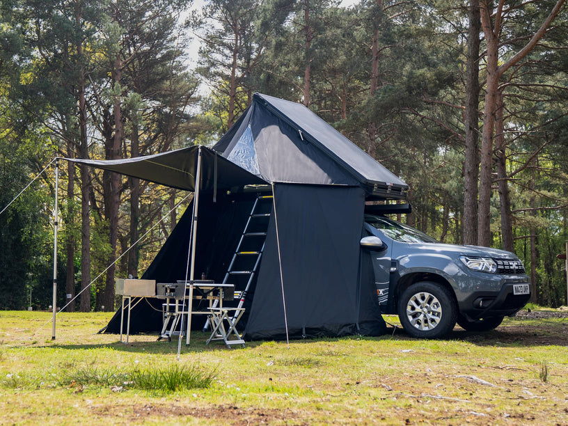 Cargo Living Pod - TentBox Cargo set up with Living Pod in forest camp site