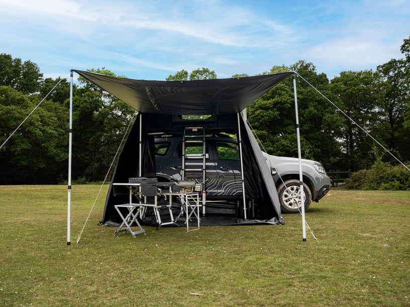 Classic Living Pod - in expanded position in New Forest camp ground