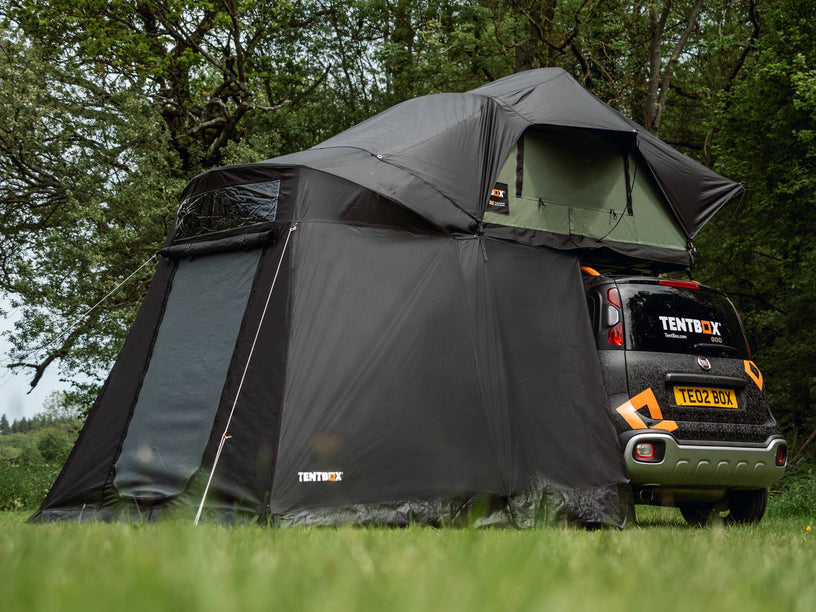 TentBox Lite Living Pod attached to a car and TentBox