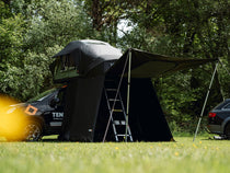 TentBox Lite 2.0 Living Pod from side angle, showing Living Pod Props in action