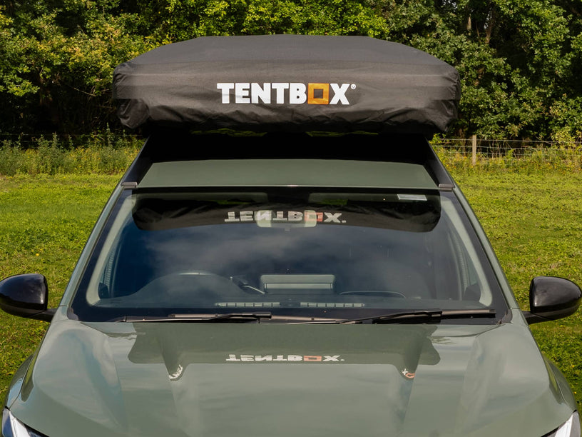 front-side view of the protective cover on a TentBox Classic