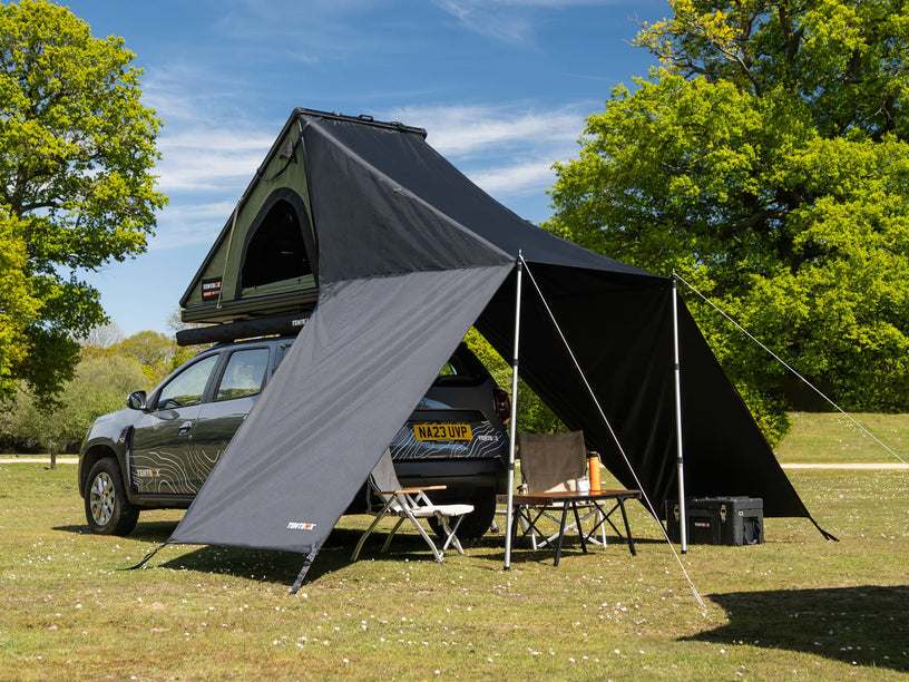 The Cargo Tunnel Awning installed at the campsite