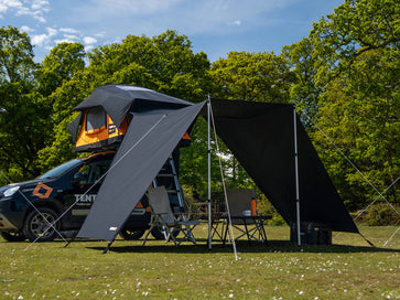 The Lite 2.0 Tunnel Awning installed at the campsite - Awnings & Shelter