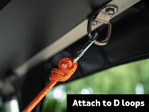 Attach the TentBox Guy Ropes to the D loops on your Lite 2.0 or Lite XL roof tent