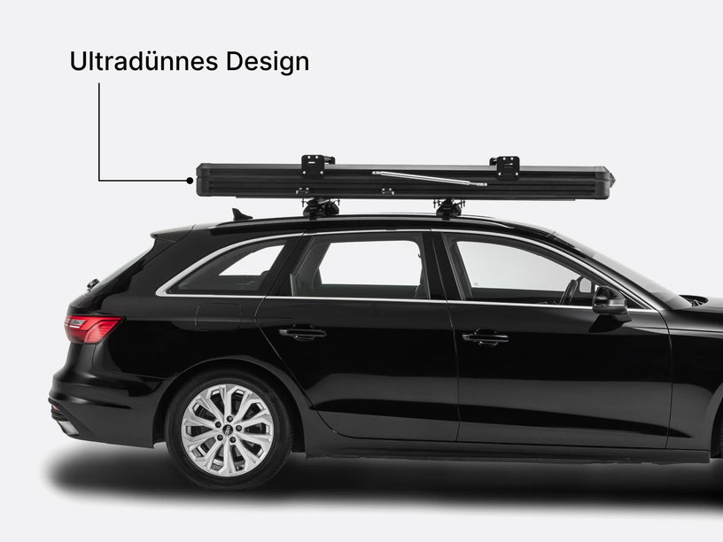  image showcasing the TentBox Cargo rooftop tent's ultra-slim design