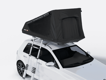 E-commerce image of the TentBox GO installed on a hatchback - Roof Tents