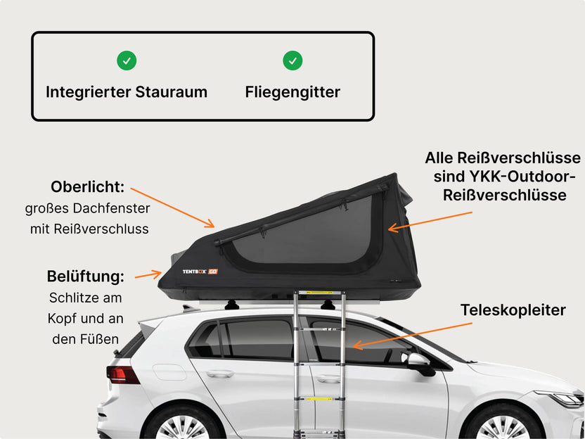 dachzelt golf 4 variant TentBox GO - Das leichte, kompakte Dachzelt