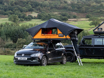 Setting up the TentBox Lite 2.0 in the Sunset Orange colour at a campsite in the Peak District.