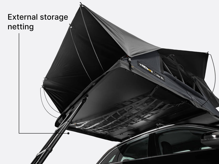  TentBox Lite XL has external storage netting included in the roof tent